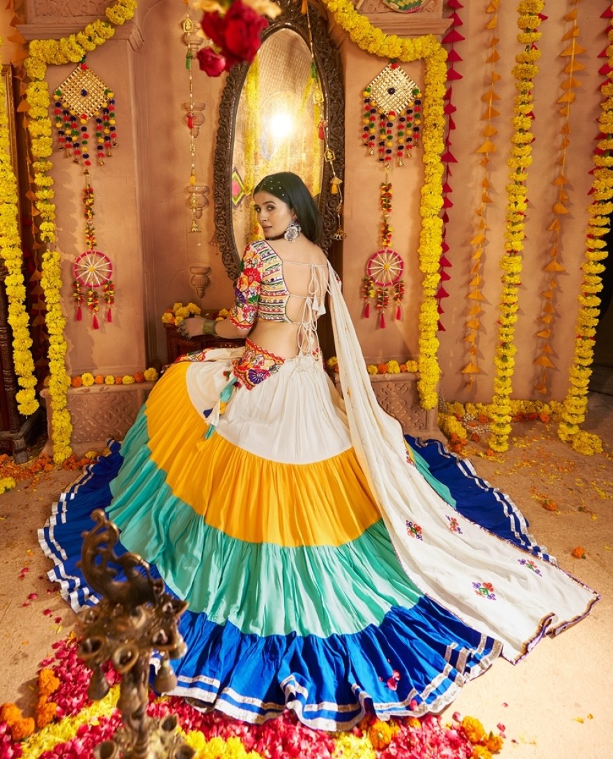 11021 - Impressive Multi-Color Viscose Rayon Mirror Work Lehenga Choli